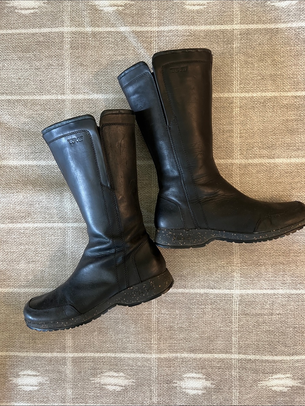 Teva Black Tall Leather Zip Boots - Picture 2 of 5